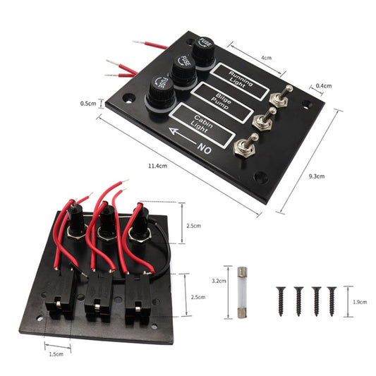 3 Groups Shake Switch AOS3045 Switch Panel Marine Retrofit Each With Independent Fuse Protection - Car Switches by buy2fix | Online Shopping UK | buy2fix