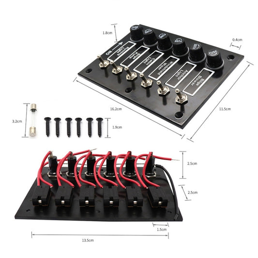 6 Groups Shake Switch AOS3045 Switch Panel Marine Retrofit Each With Independent Fuse Protection - Car Switches by buy2fix | Online Shopping UK | buy2fix