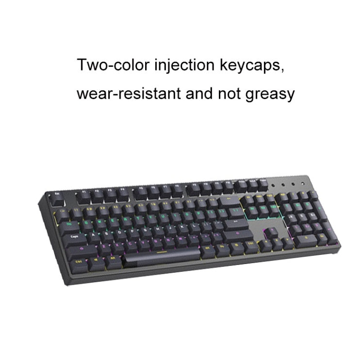 Bluetooth Wired 104-key Two-color Translucent Keycap Mechanical Keyboard(Black) by buy2fix