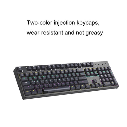 Bluetooth Wired 104-key Two-color Translucent Keycap Mechanical Keyboard(Black) by buy2fix