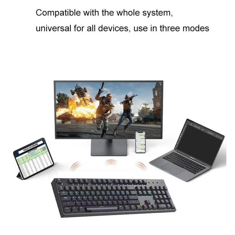 Bluetooth Wired 104-key Two-color Translucent Keycap Mechanical Keyboard(Black) by buy2fix