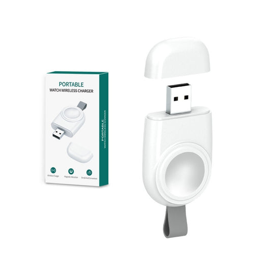 USB Portable Wireless Magnetic Suction Charger For Apple Watch 1/2/3/4/5/6/7/SE(White) - Charger / Holder by buy2fix | Online Shopping UK | buy2fix