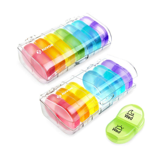 Week 14 Grids Rainbow Portable Plastic Compartment Medicine Box(As Show) - Pill Boxes by buy2fix | Online Shopping UK | buy2fix