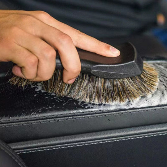 JY-26589412 Car Interior Dusting Oiling Polishing Cleaning Horsehair Brush(Black)