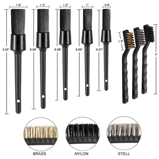 9 PCS / Set Car Interior Outlet Air Conditioning Brush Details Cleaning Brush(Black) - Car washing supplies by buy2fix | Online Shopping UK | buy2fix