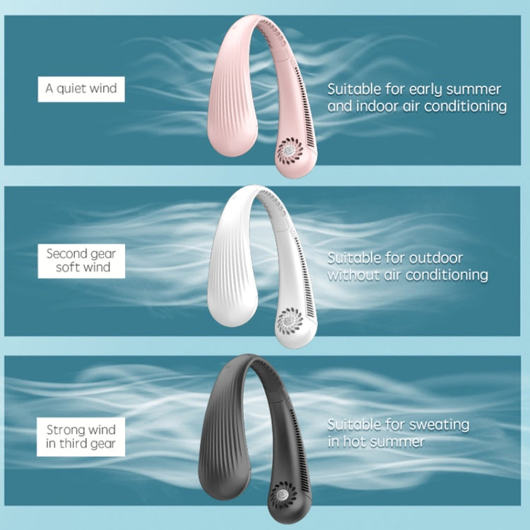 Lazy Hanging Neck Fan Bladeless Silent Sports Fan,Model: T36 Black 3000 mAh by buy2fix