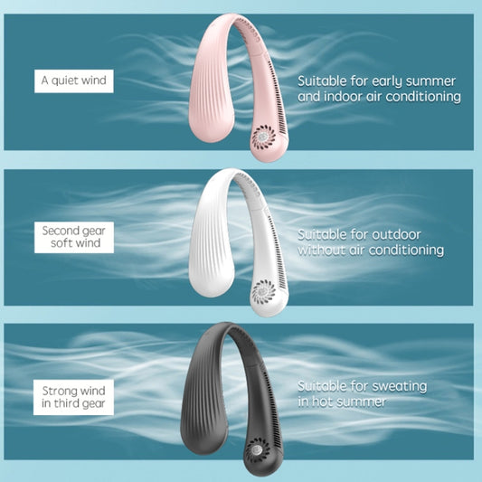Lazy Hanging Neck Fan Bladeless Silent Sports Fan,Model: T36 Black 3000 mAh by buy2fix