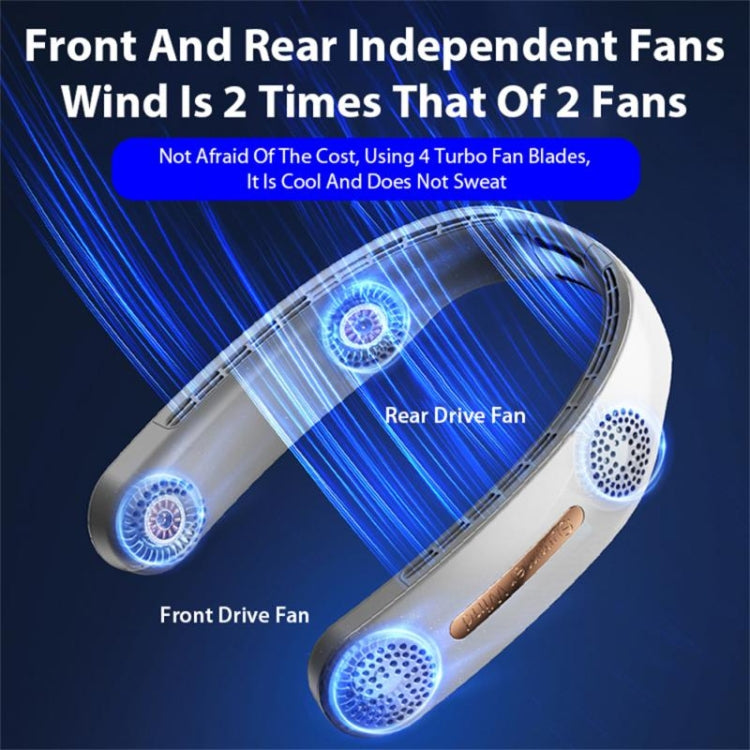 Lazy Hanging Neck Fan Bladeless Silent Sports Fan,Model: A306 Four -core 4000 mAh Green by buy2fix
