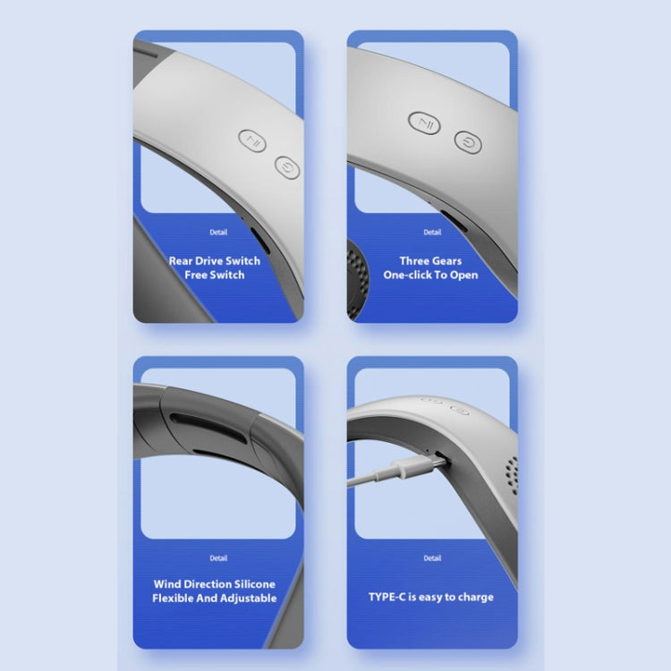 Lazy Hanging Neck Fan Bladeless Silent Sports Fan,Model: A306 Four -core 4000 mAh Green by buy2fix