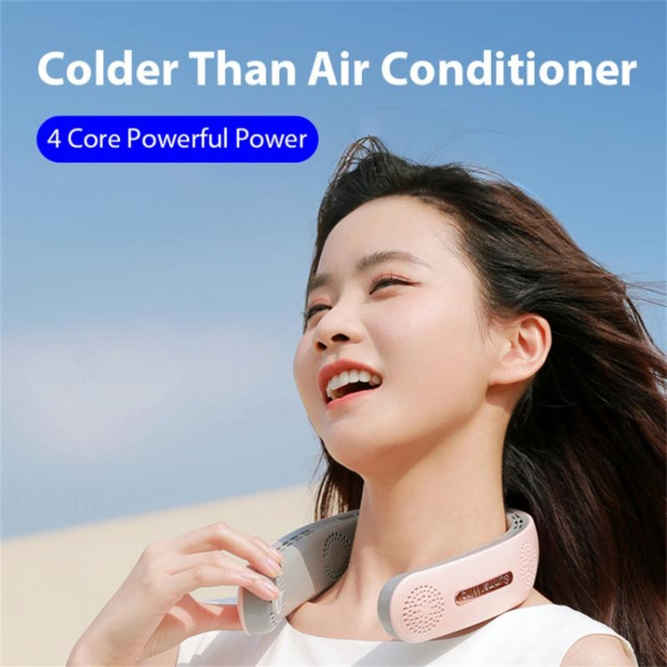 Lazy Hanging Neck Fan Bladeless Silent Sports Fan,Model: A306 Four -core 4000 mAh Green by buy2fix