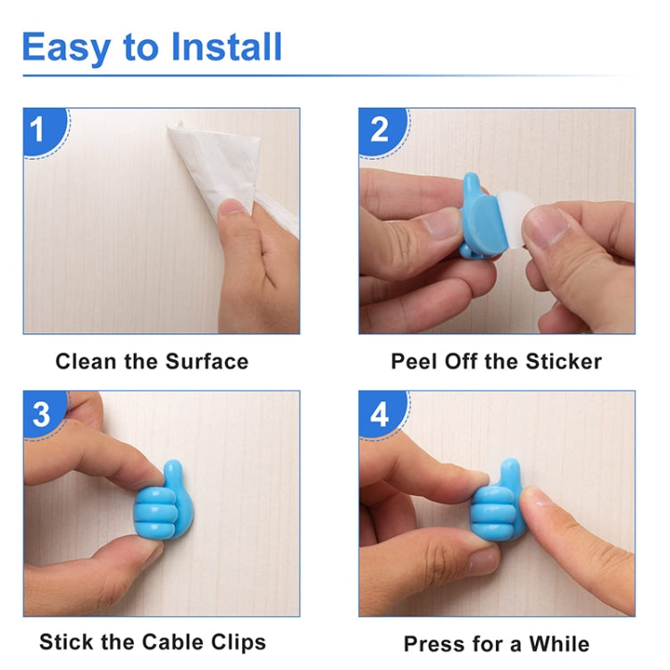 10 PCS Non-punching And Non-marking Adhesive Thumb Hook Cable Organizer(Yellow) - Shelf & Hooks by buy2fix | Online Shopping UK | buy2fix