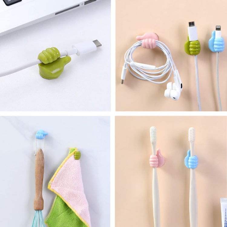 10 PCS Non-punching And Non-marking Adhesive Thumb Hook Cable Organizer(Yellow) - Shelf & Hooks by buy2fix | Online Shopping UK | buy2fix