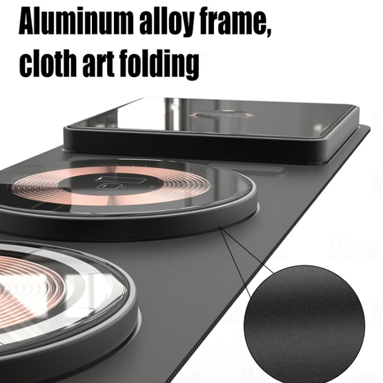 T01 15W 3 in 1 Wireless Charger Foldable Clear Glass Portable Fast Charger - Wireless Charger by buy2fix | Online Shopping UK | buy2fix