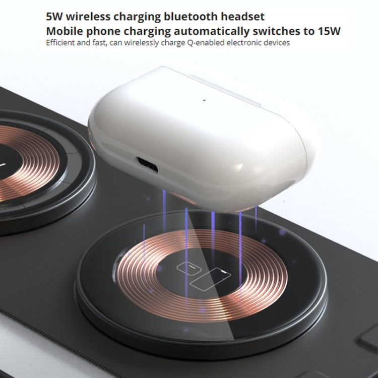 T01 15W 3 in 1 Wireless Charger Foldable Clear Glass Portable Fast Charger - Wireless Charger by buy2fix | Online Shopping UK | buy2fix