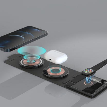 T01 15W 3 in 1 Wireless Charger Foldable Clear Glass Portable Fast Charger - Wireless Charger by buy2fix | Online Shopping UK | buy2fix