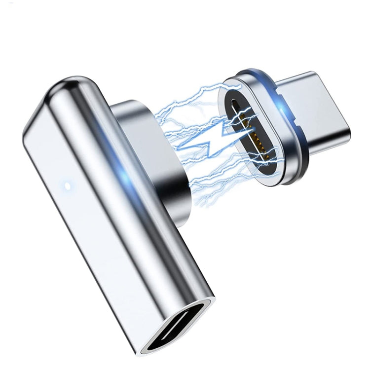 TZ30 PD100W 24Pin Fast Charge Type-C / USB-C Magnetic Elbow Adapter For MacBook Notebook Connector(Silver) - Charging Cable & Head by buy2fix | Online Shopping UK | buy2fix