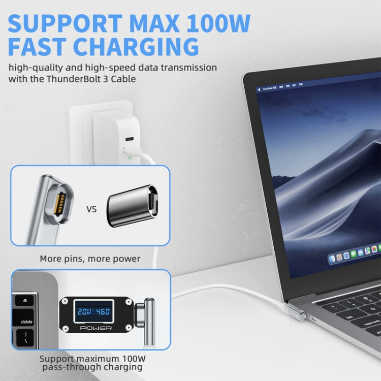 TZ30 PD100W 24Pin Fast Charge Type-C / USB-C Magnetic Elbow Adapter For MacBook Notebook Connector(Silver) - Charging Cable & Head by buy2fix | Online Shopping UK | buy2fix