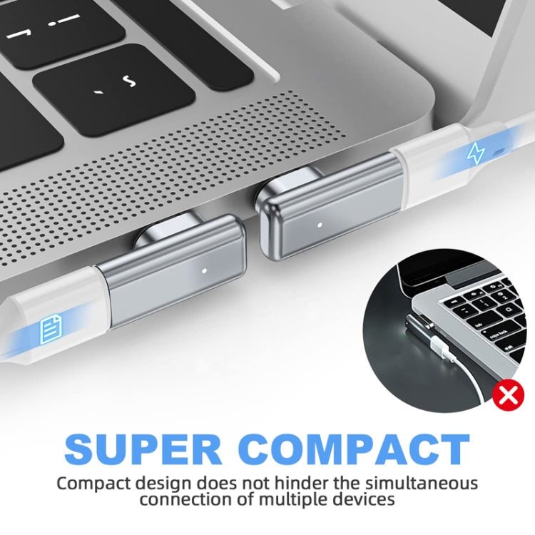 TZ30 PD100W 24Pin Fast Charge Type-C / USB-C Magnetic Elbow Adapter For MacBook Notebook Connector(Silver) - Charging Cable & Head by buy2fix | Online Shopping UK | buy2fix