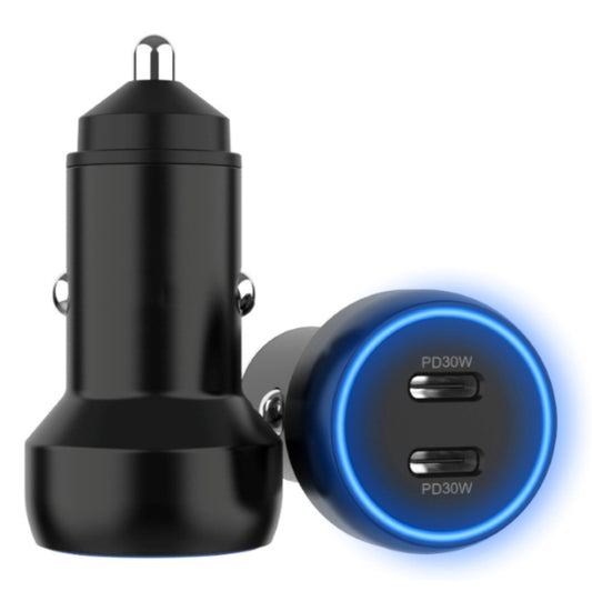 IBD352 Aluminum Alloy Dual Interface Car Charger, Spec: PD30W+PD30W - Car Charger by buy2fix | Online Shopping UK | buy2fix