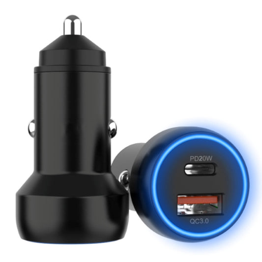 IBD352 Aluminum Alloy Dual Interface Car Charger, Spec: QC3.0 18W+PD 3.0 20W - Car Charger by buy2fix | Online Shopping UK | buy2fix
