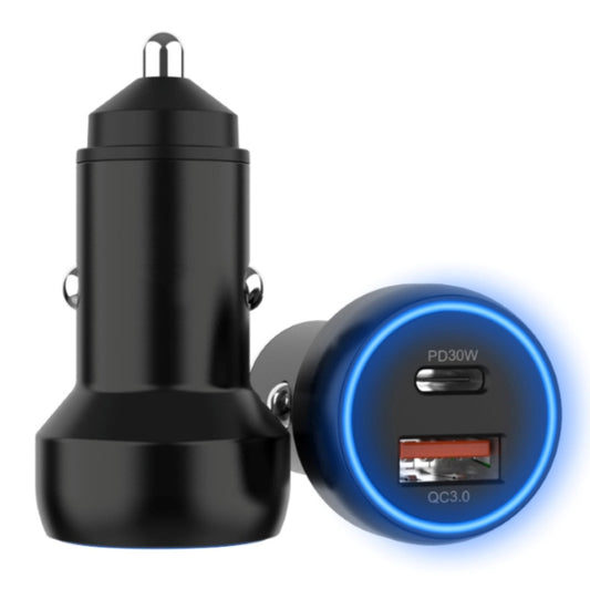 IBD352 Aluminum Alloy Dual Interface Car Charger, Spec: Qc3.0 18W+PD 3.0 30W - Car Charger by buy2fix | Online Shopping UK | buy2fix