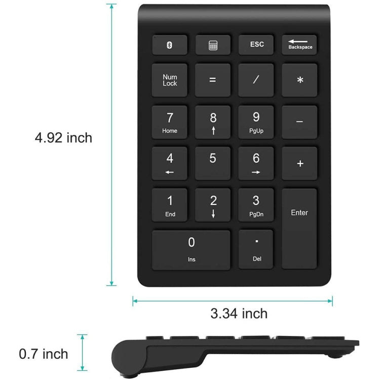 BT304 22 Keys Laptop Mini Wireless Keyboard, Spec: Bluetooth (Black) by buy2fix