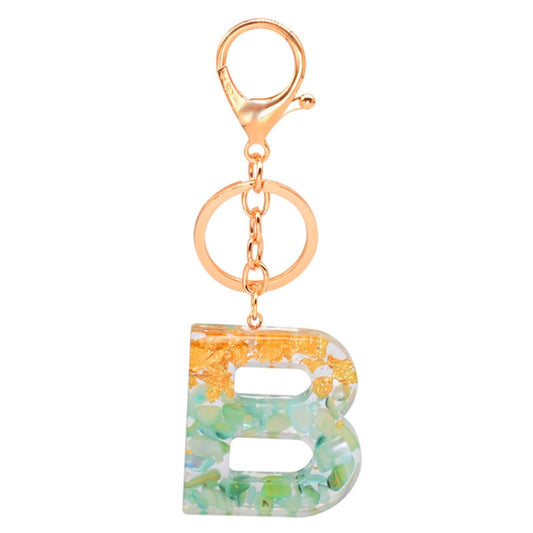 2 PCS Gold Foil Epoxy English Letter Keychain Bag Pendant(B) - Key Rings by buy2fix | Online Shopping UK | buy2fix