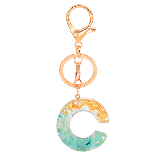 2 PCS Gold Foil Epoxy English Letter Keychain Bag Pendant(C) - Key Rings by buy2fix | Online Shopping UK | buy2fix