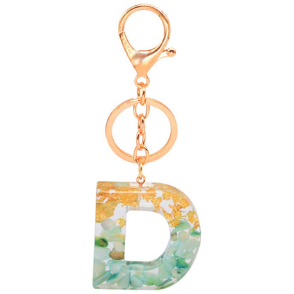 2 PCS Gold Foil Epoxy English Letter Keychain Bag Pendant(D) - Key Rings by buy2fix | Online Shopping UK | buy2fix
