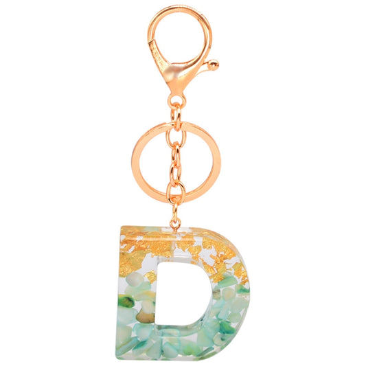 2 PCS Gold Foil Epoxy English Letter Keychain Bag Pendant(D) - Key Rings by buy2fix | Online Shopping UK | buy2fix