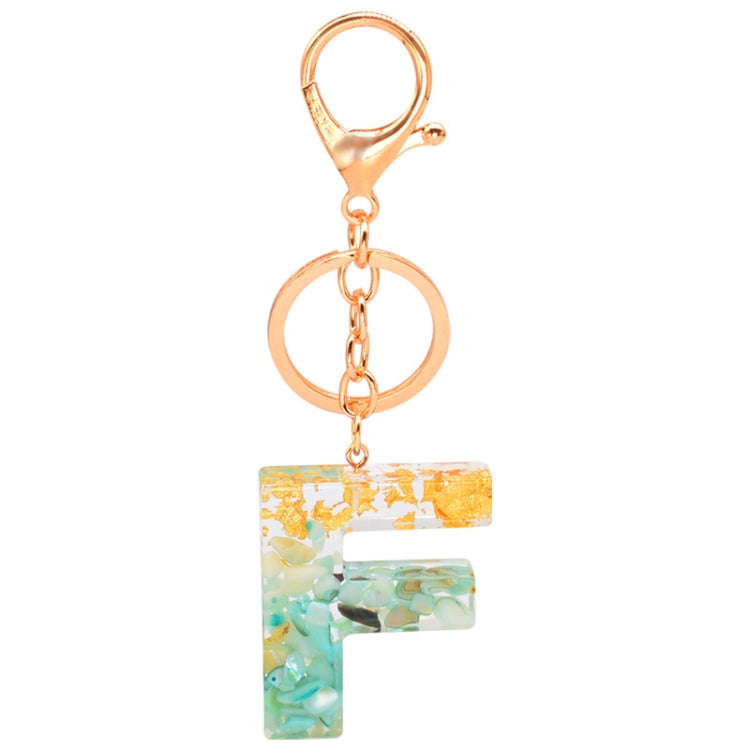 2 PCS Gold Foil Epoxy English Letter Keychain Bag Pendant(F) - Key Rings by buy2fix | Online Shopping UK | buy2fix