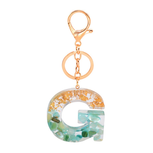 2 PCS Gold Foil Epoxy English Letter Keychain Bag Pendant(G) - Key Rings by buy2fix | Online Shopping UK | buy2fix