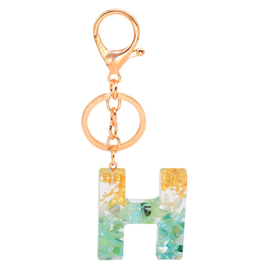 2 PCS Gold Foil Epoxy English Letter Keychain Bag Pendant(H) - Key Rings by buy2fix | Online Shopping UK | buy2fix