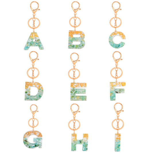 2 PCS Gold Foil Epoxy English Letter Keychain Bag Pendant(H) - Key Rings by buy2fix | Online Shopping UK | buy2fix