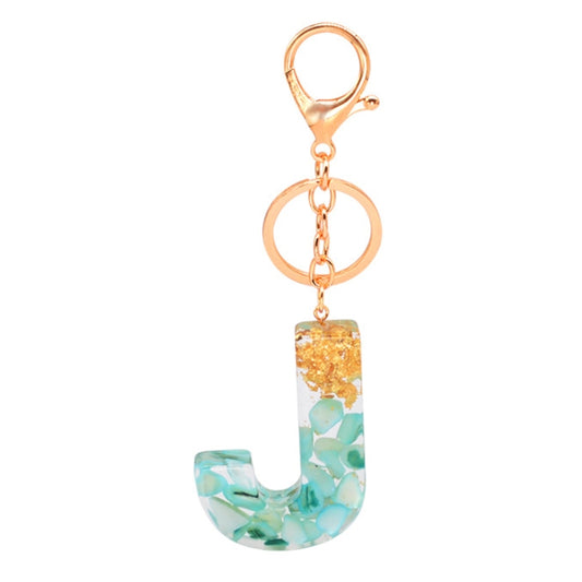 2 PCS Gold Foil Epoxy English Letter Keychain Bag Pendant(J) - Key Rings by buy2fix | Online Shopping UK | buy2fix