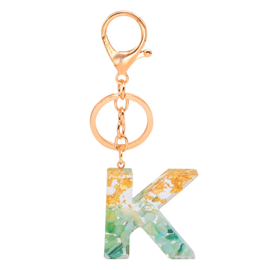 2 PCS Gold Foil Epoxy English Letter Keychain Bag Pendant(K) - Key Rings by buy2fix | Online Shopping UK | buy2fix
