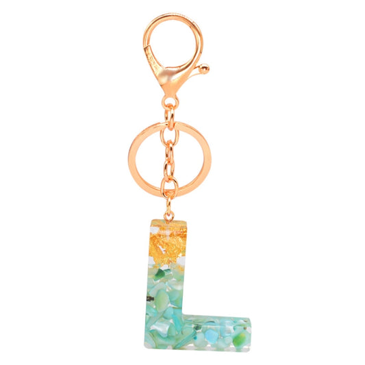 2 PCS Gold Foil Epoxy English Letter Keychain Bag Pendant(L) - Key Rings by buy2fix | Online Shopping UK | buy2fix