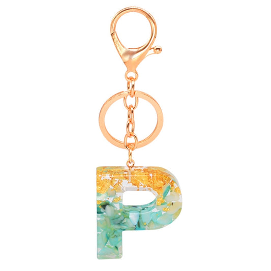2 PCS Gold Foil Epoxy English Letter Keychain Bag Pendant(P) - Key Rings by buy2fix | Online Shopping UK | buy2fix