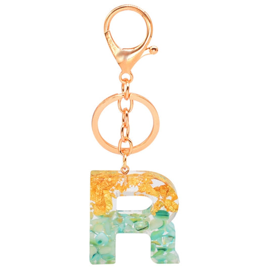 2 PCS Gold Foil Epoxy English Letter Keychain Bag Pendant(R) - Key Rings by buy2fix | Online Shopping UK | buy2fix
