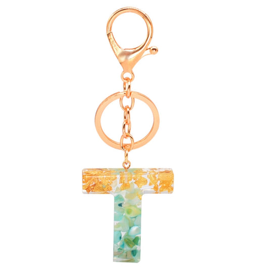 2 PCS Gold Foil Epoxy English Letter Keychain Bag Pendant(T) - Key Rings by buy2fix | Online Shopping UK | buy2fix