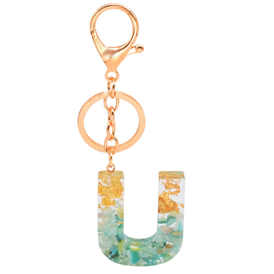 2 PCS Gold Foil Epoxy English Letter Keychain Bag Pendant(U) - Key Rings by buy2fix | Online Shopping UK | buy2fix