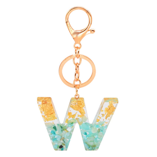 2 PCS Gold Foil Epoxy English Letter Keychain Bag Pendant(W) - Key Rings by buy2fix | Online Shopping UK | buy2fix