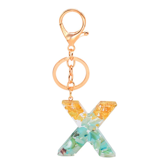 2 PCS Gold Foil Epoxy English Letter Keychain Bag Pendant(X) - Key Rings by buy2fix | Online Shopping UK | buy2fix