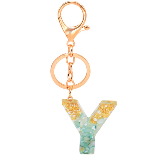 2 PCS Gold Foil Epoxy English Letter Keychain Bag Pendant(Y) - Key Rings by buy2fix | Online Shopping UK | buy2fix