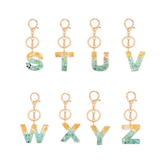 2 PCS Gold Foil Epoxy English Letter Keychain Bag Pendant(Y) - Key Rings by buy2fix | Online Shopping UK | buy2fix