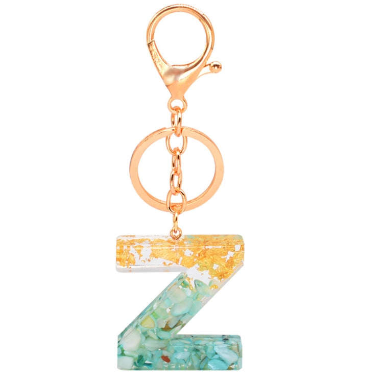 2 PCS Gold Foil Epoxy English Letter Keychain Bag Pendant(Z) - Key Rings by buy2fix | Online Shopping UK | buy2fix