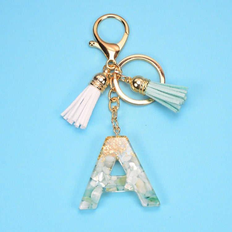 2 PCS Gold Foil English Letter Tassel Keychain Bag Decoration Pendant(A) - Key Rings by buy2fix | Online Shopping UK | buy2fix
