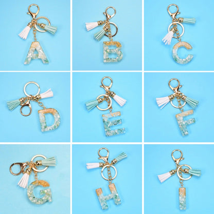 2 PCS Gold Foil English Letter Tassel Keychain Bag Decoration Pendant(A) - Key Rings by buy2fix | Online Shopping UK | buy2fix