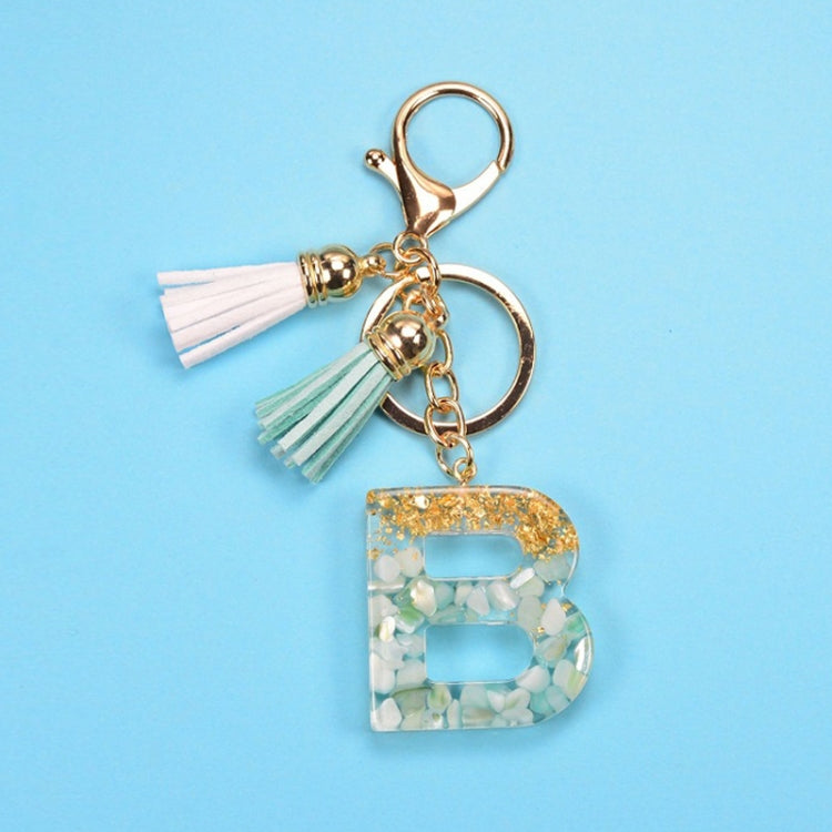 2 PCS Gold Foil English Letter Tassel Keychain Bag Decoration Pendant(B) - Key Rings by buy2fix | Online Shopping UK | buy2fix