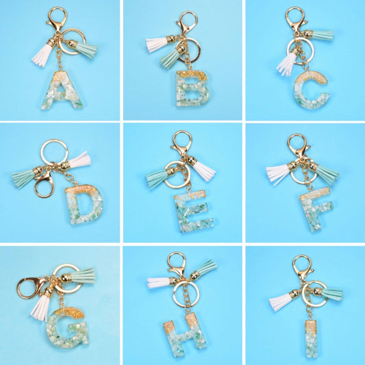 2 PCS Gold Foil English Letter Tassel Keychain Bag Decoration Pendant(D) - Key Rings by buy2fix | Online Shopping UK | buy2fix
